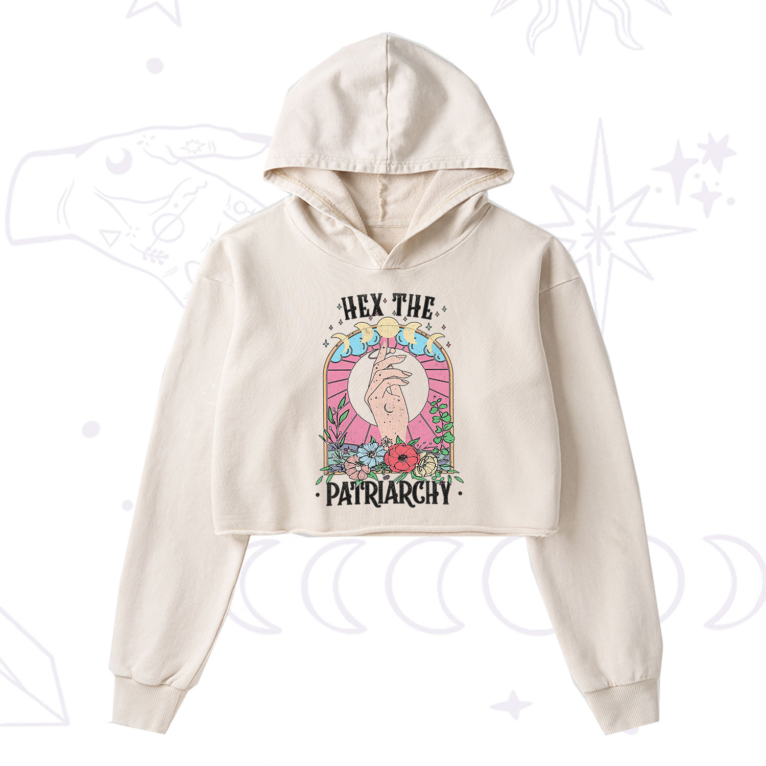 Purplehecate Hex The Patriarchy Washed Cropped Hoodie