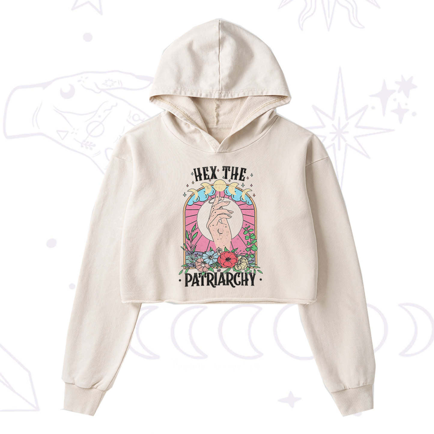 Purplehecate Hex The Patriarchy Washed Cropped Hoodie