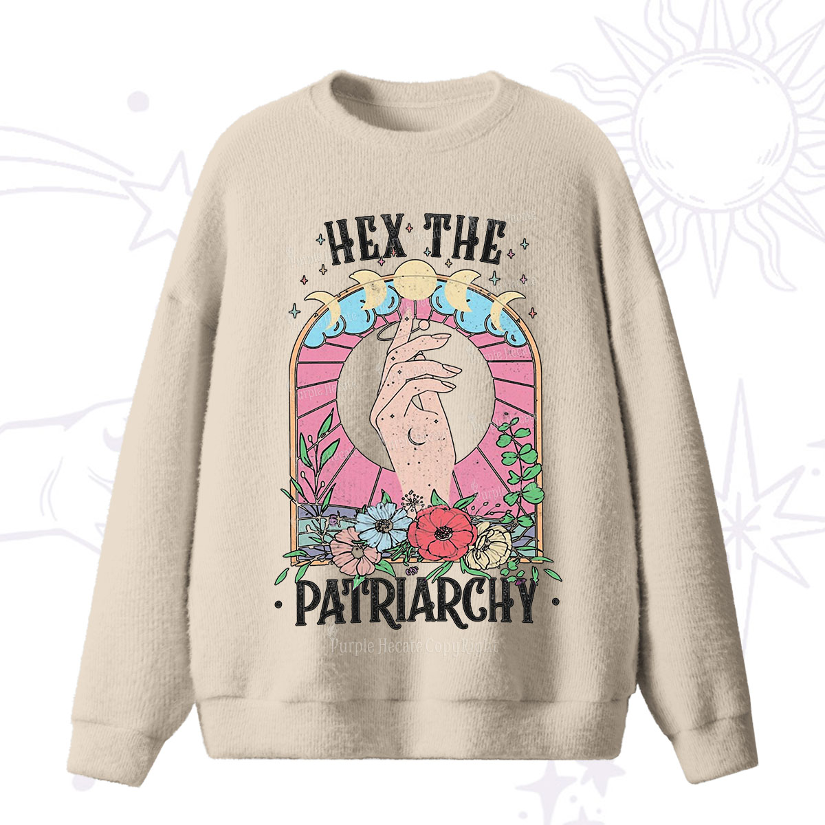 Purplehecate Hex The Patriarchy Fuzzy Ugly Sweater