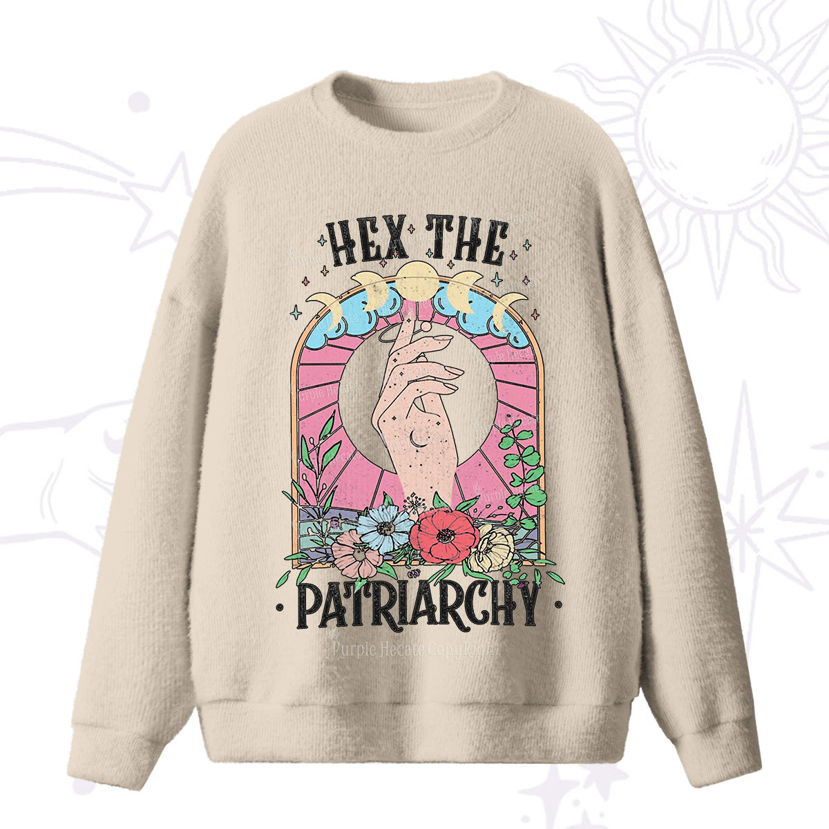 Purplehecate Hex The Patriarchy Fuzzy Ugly Sweater