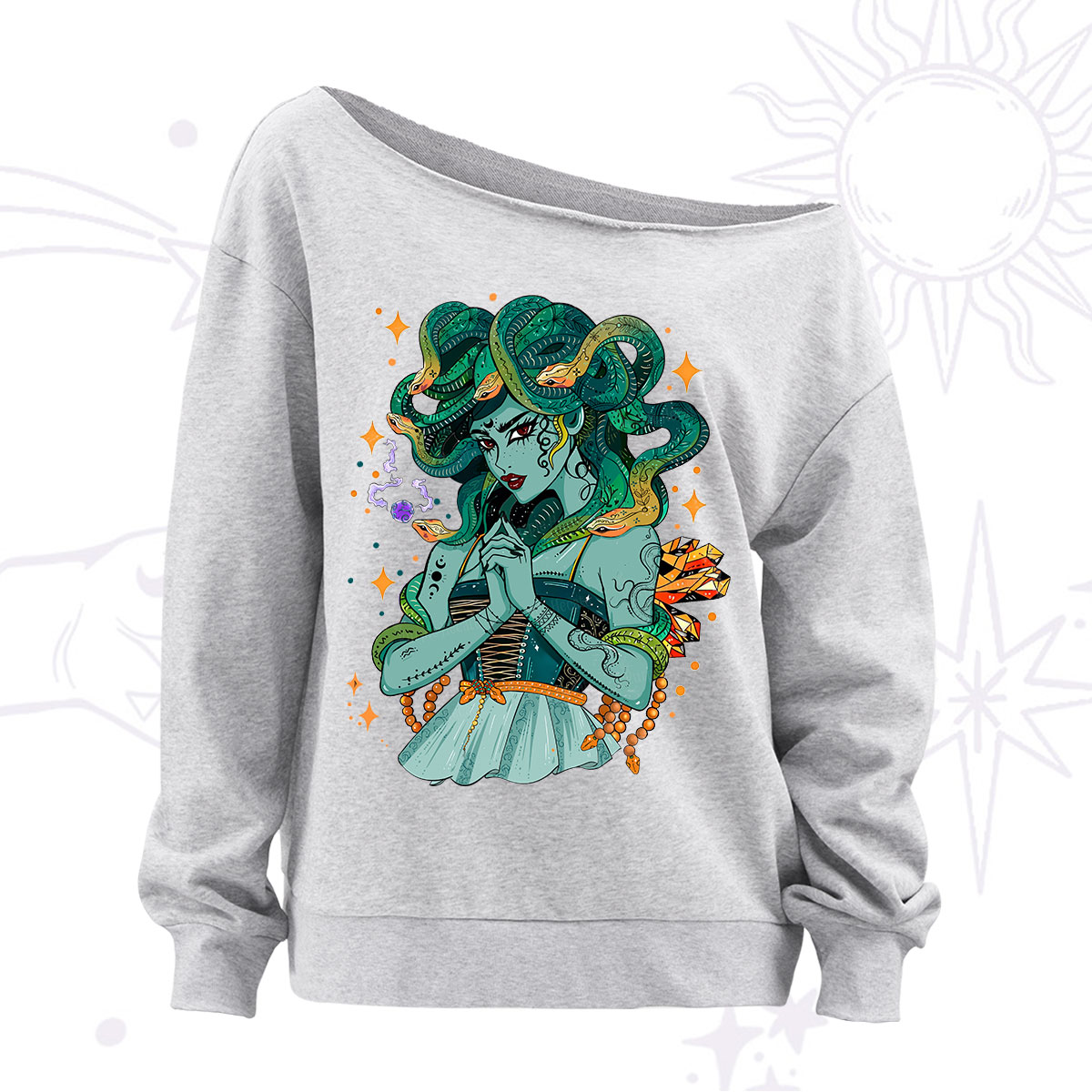 Purplehecate The Gorgon Medusa Off The Shoulder Sweatshirt