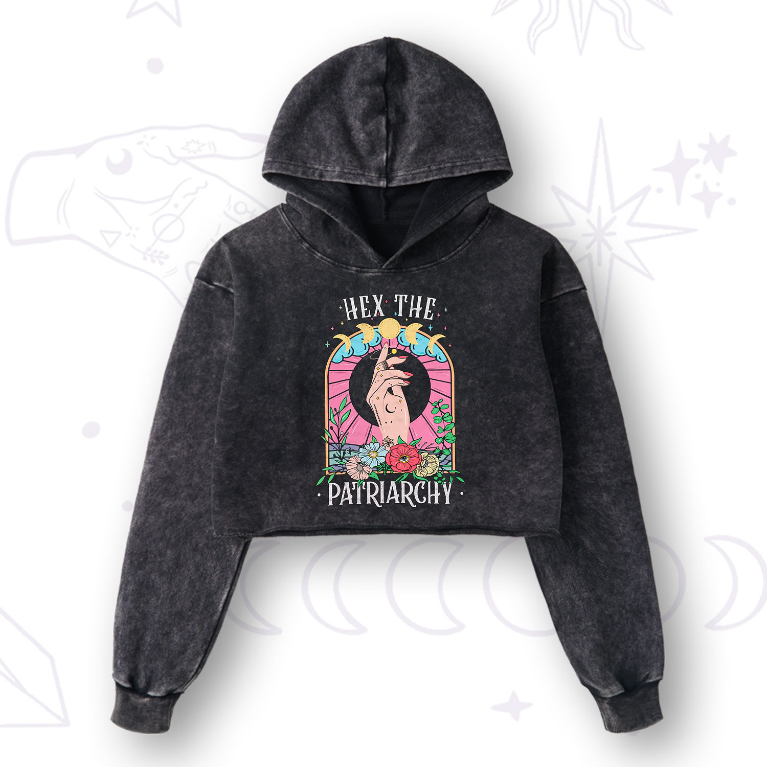 Purplehecate Hex The Patriarchy Washed Cropped Hoodie