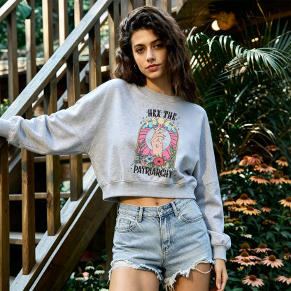 Purplehecate Hex The Patriarchy Fleece Cropped Sweatshirt
