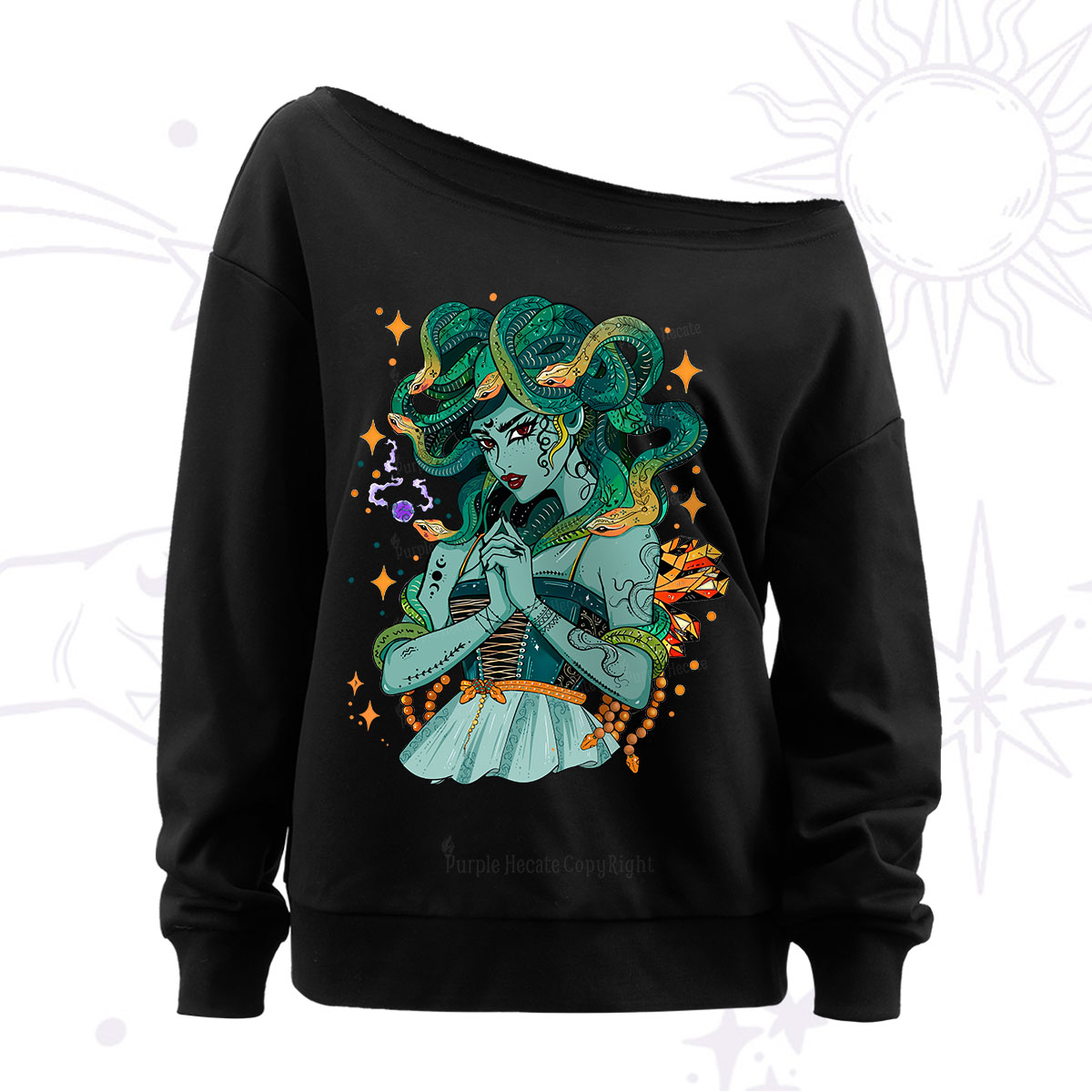 Purplehecate The Gorgon Medusa Off The Shoulder Sweatshirt