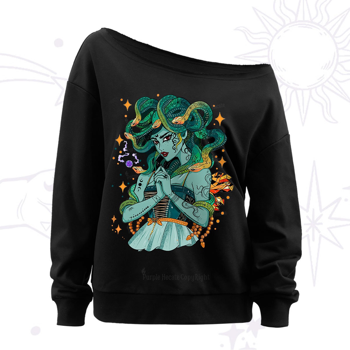 Purplehecate The Gorgon Medusa Off The Shoulder Sweatshirt