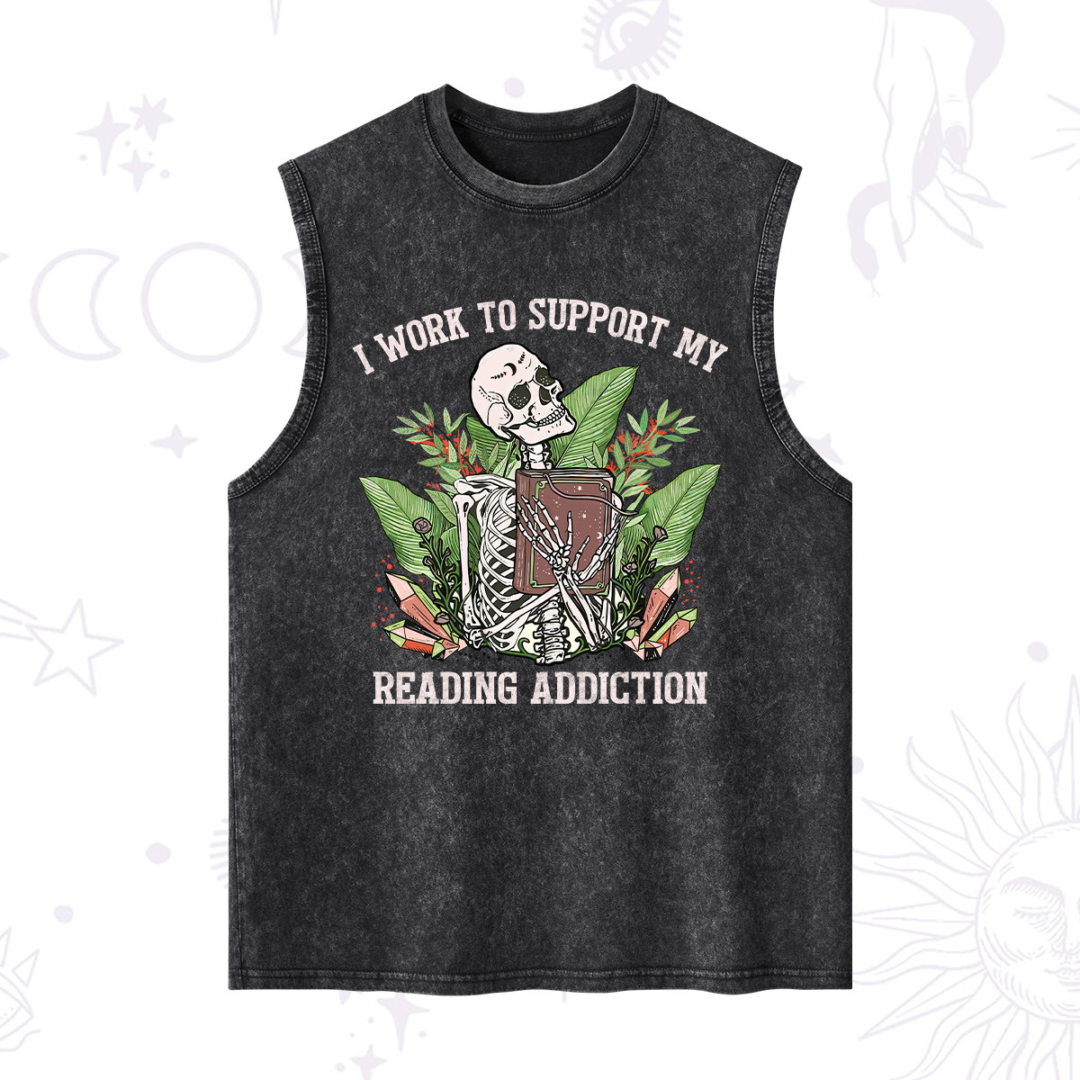 Purplehecate I Work Support My Reading Addiction Washed Tank