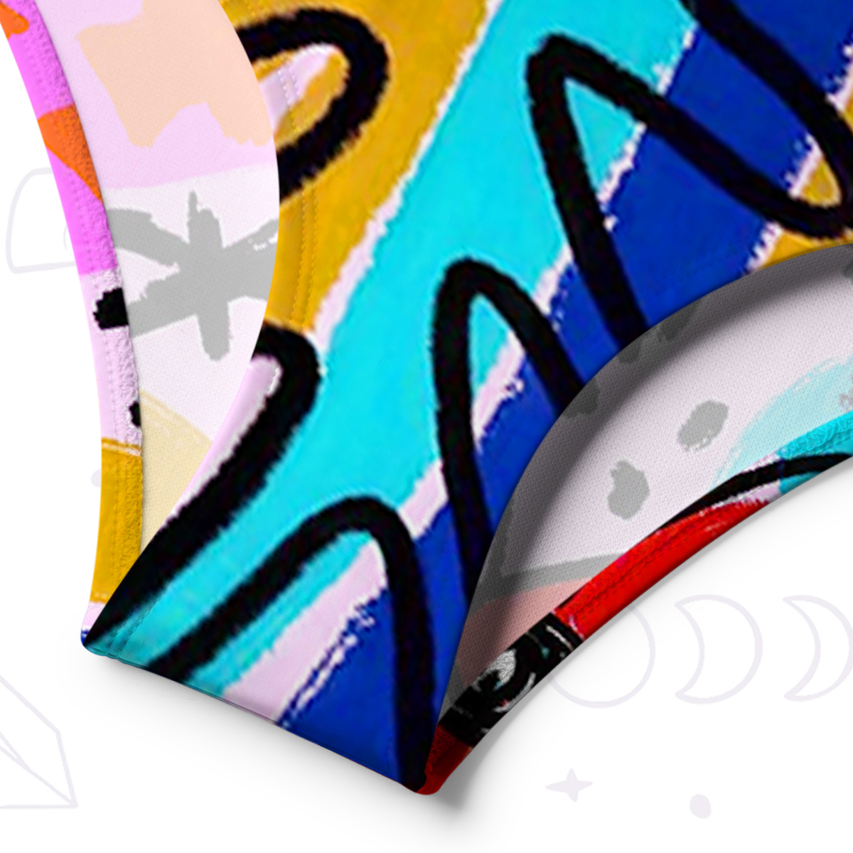 Purplehecate Cosmic Love Eyes Graffiti One-Shoulder One-Piece Swimsuit