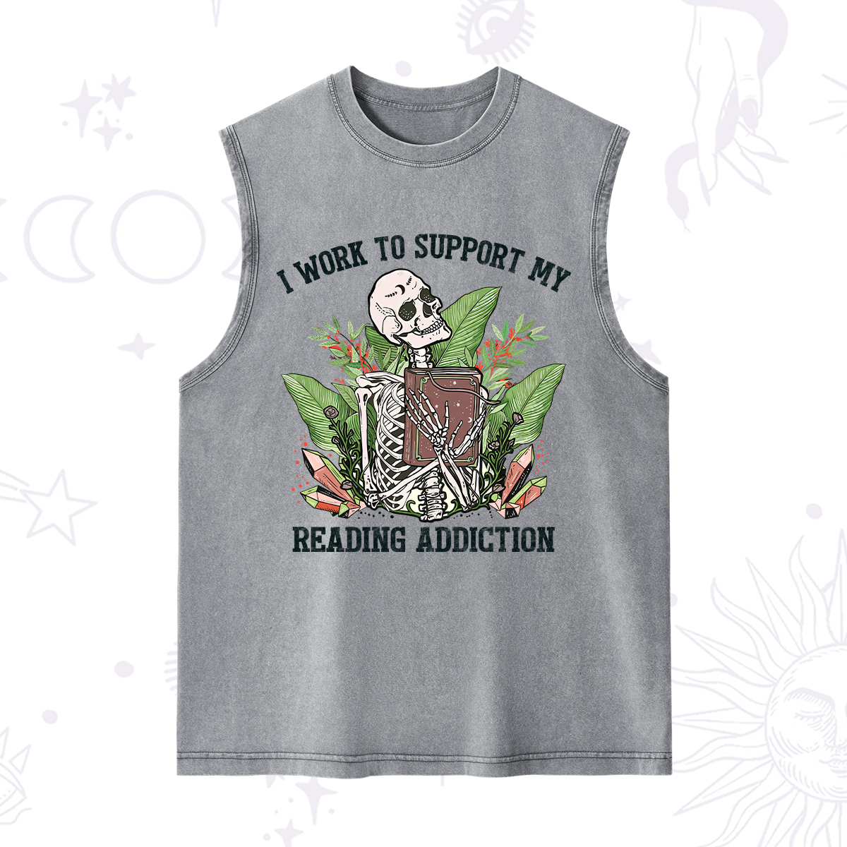 Purplehecate I Work Support My Reading Addiction Washed Tank