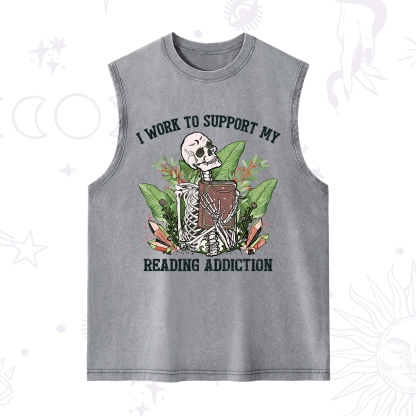 Purplehecate I Work Support My Reading Addiction Washed Tank