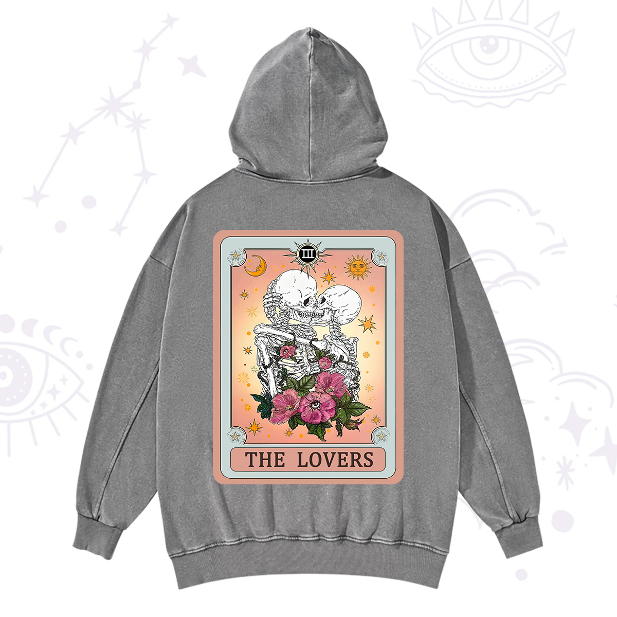 Purplehecate The Lovers Tarot Card Washed Hoodie