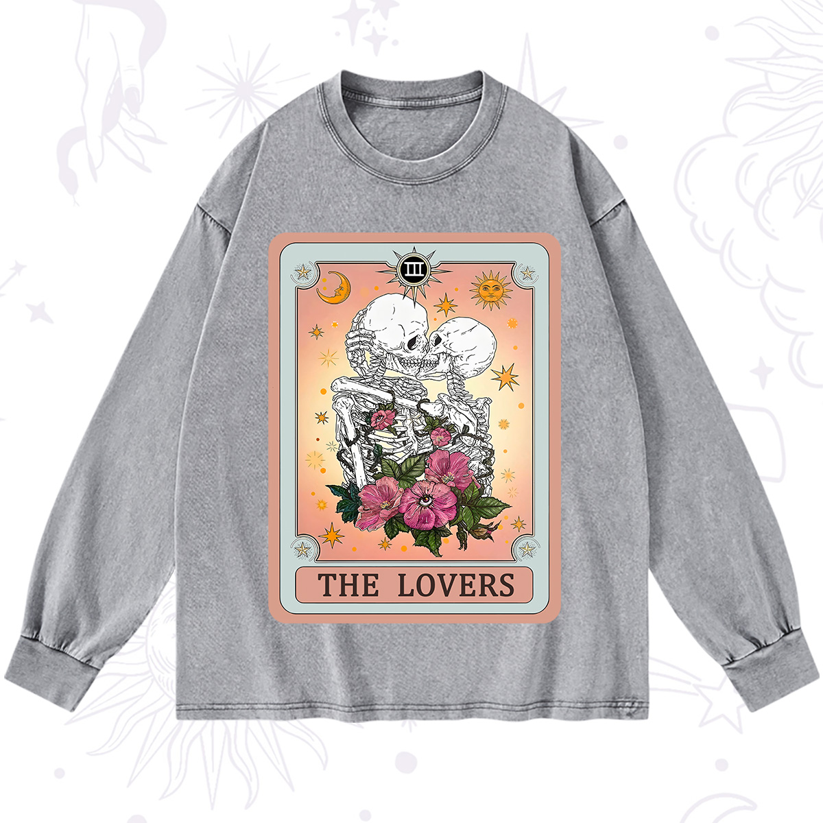Purplehecate The Lovers Tarot Card Washed Long Sleeve Shirt