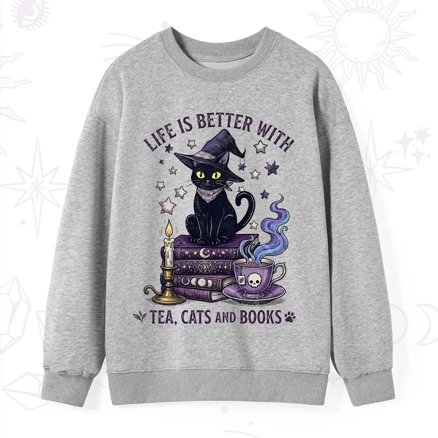 Purplehecate Life Is Better With Cats And Books Sweatshirt