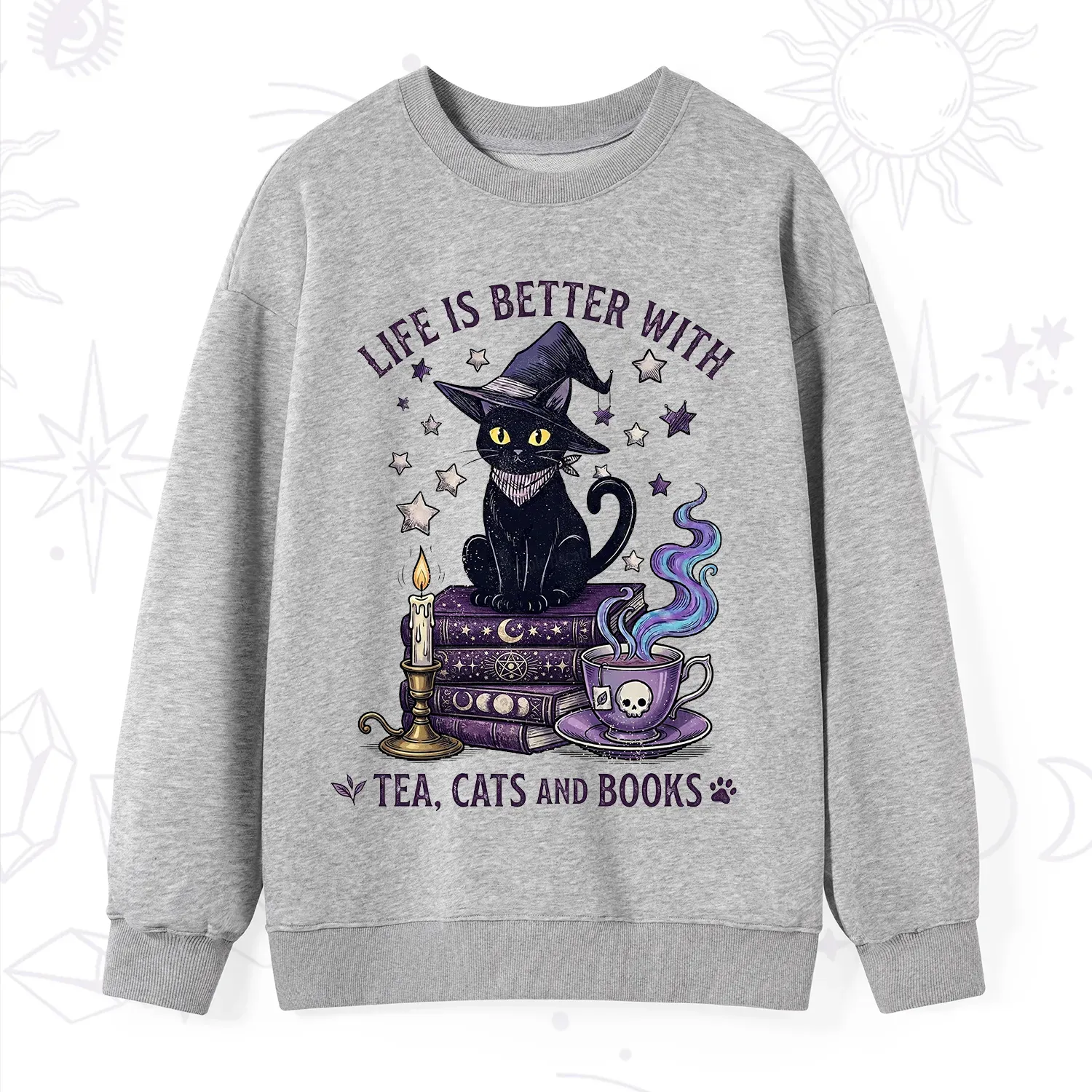 Purplehecate Life Is Better With Cats And Books Sweatshirt