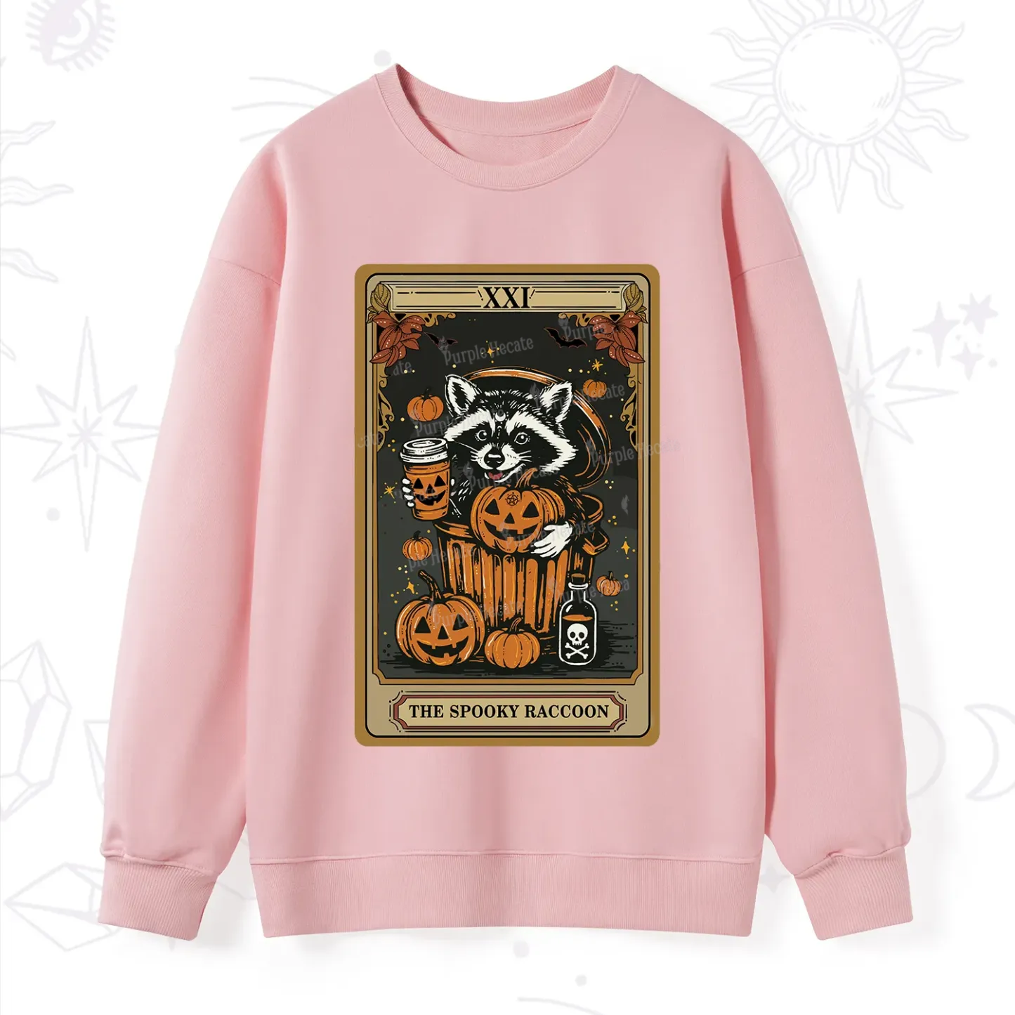 Purplehecate The Spooky Raccoon Tarot Halloween Sweatshirt