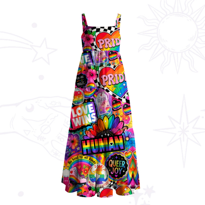 Purplehecate Love Wins Rainbow Pride Wide Straps Maxi Dress