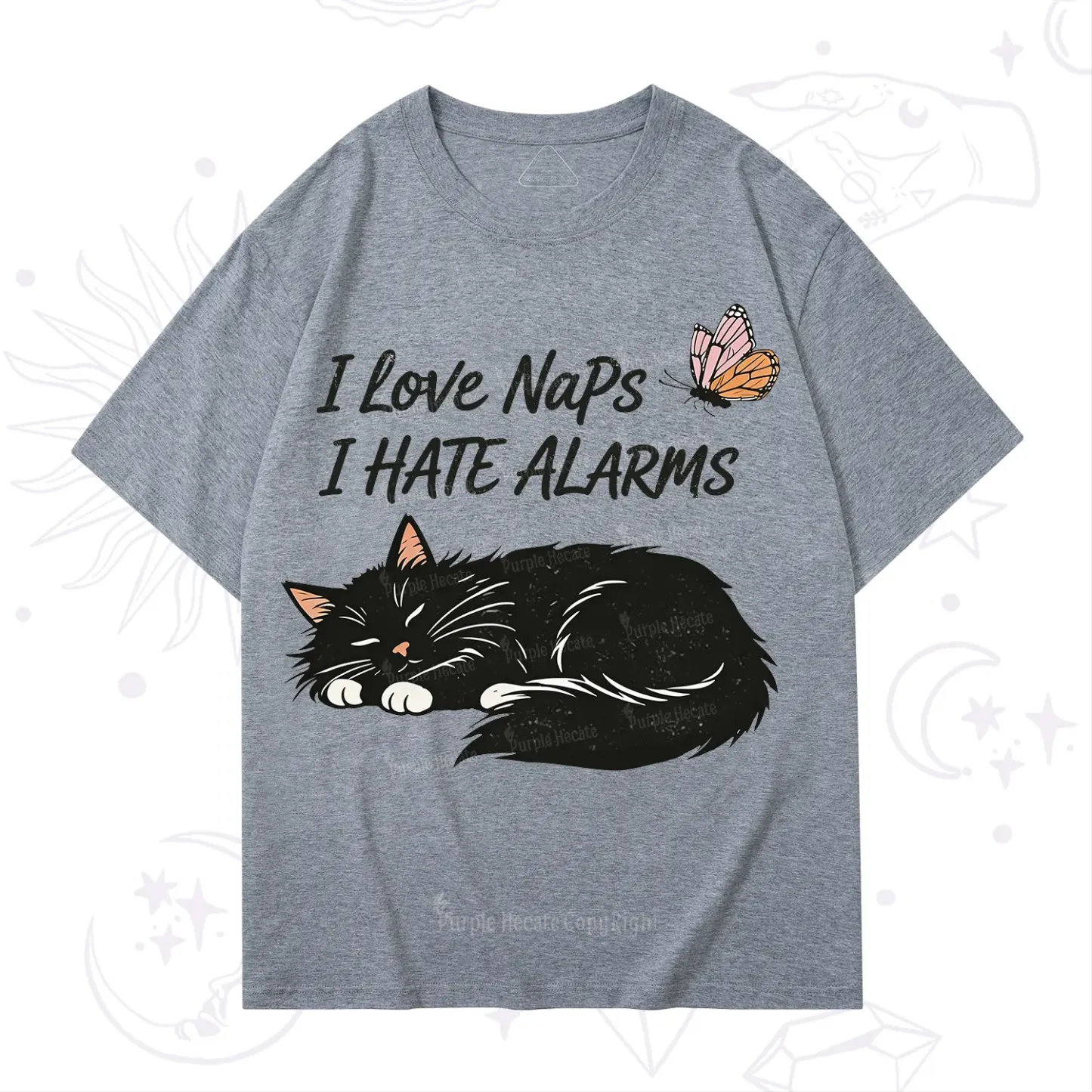Purplehecate I Love Naps I Hate Alarms T-Shirt