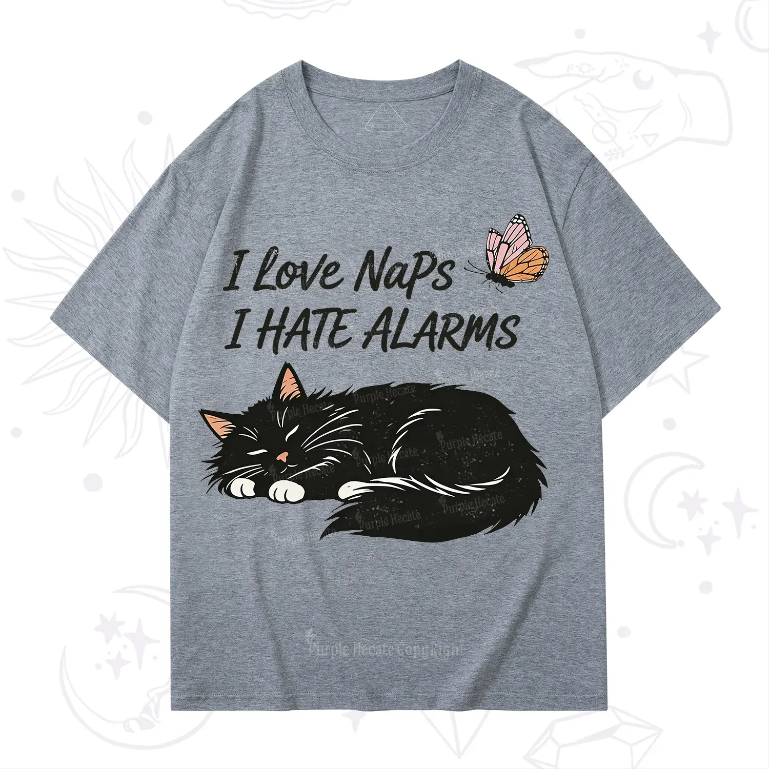 Purplehecate I Love Naps I Hate Alarms T-Shirt