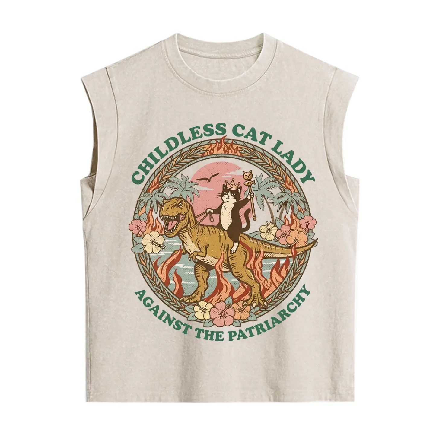 Purplehecate Childless Cat Lady Burn the Patriarchy Vintage Washed Tank