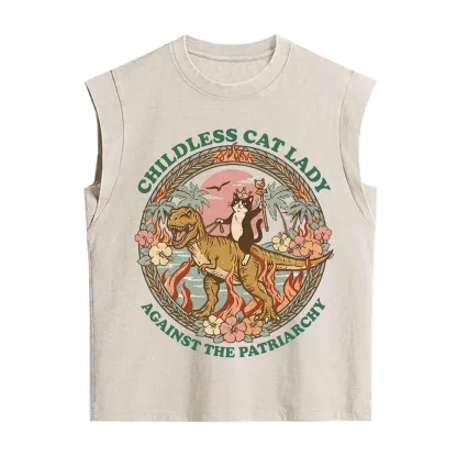 Purplehecate Childless Cat Lady Burn the Patriarchy Vintage Washed Tank
