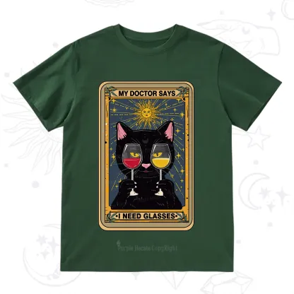 Purplehecate Funny Black Cat My Doctor Says I Need Glasses Tarot T-Shirt