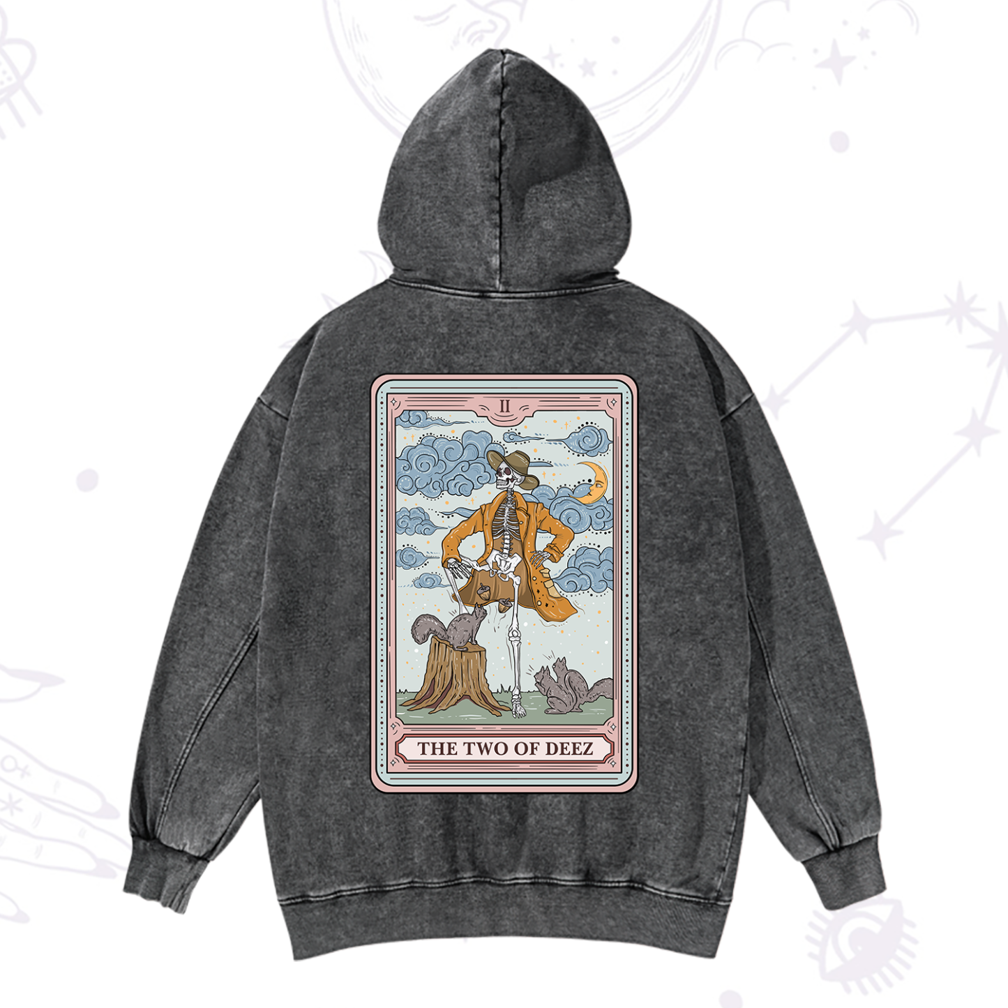 Magic Purplehecate The Two Of Deez Tarot Washed Hoodie