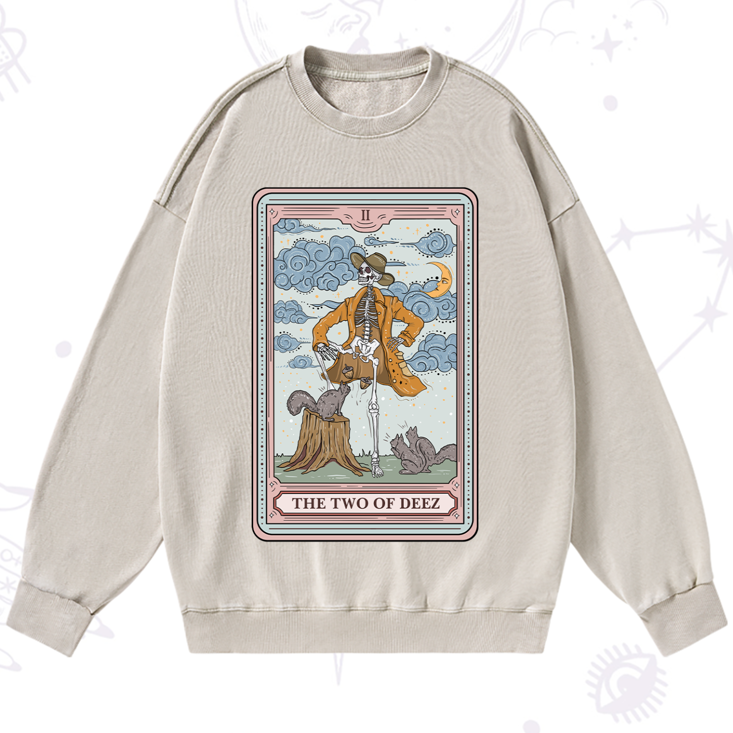 Purplehecate The Two Of Deez Tarot Washed Sweatshirt