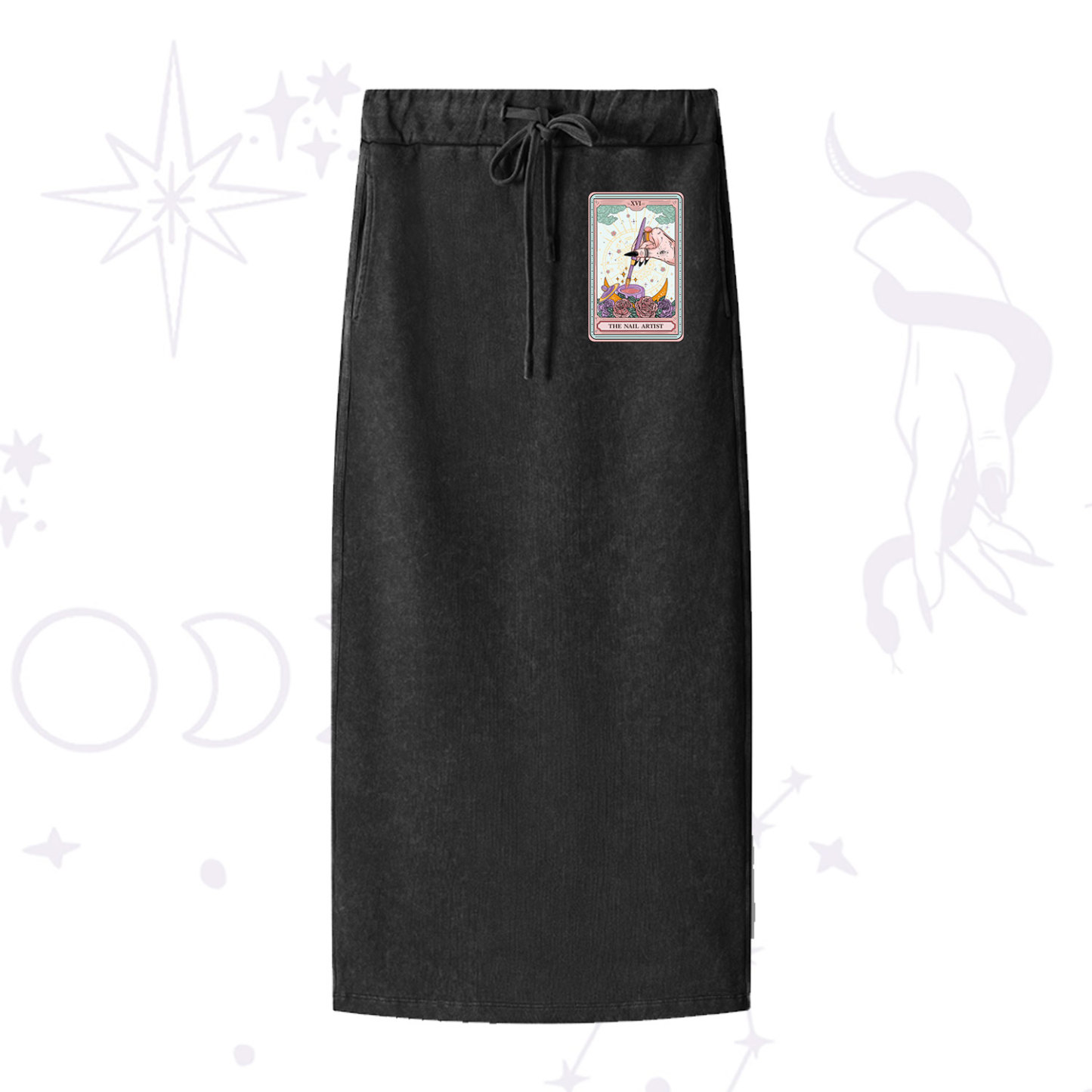Purplehecate The Nail Artist Tarot Card Washed Drawstring Long Skirt