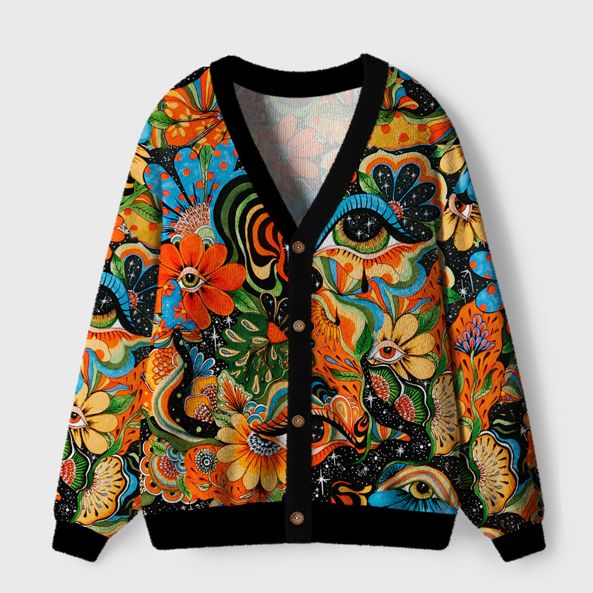 Purplehecate Floral Mirage Ugly Cardigan Sweaters