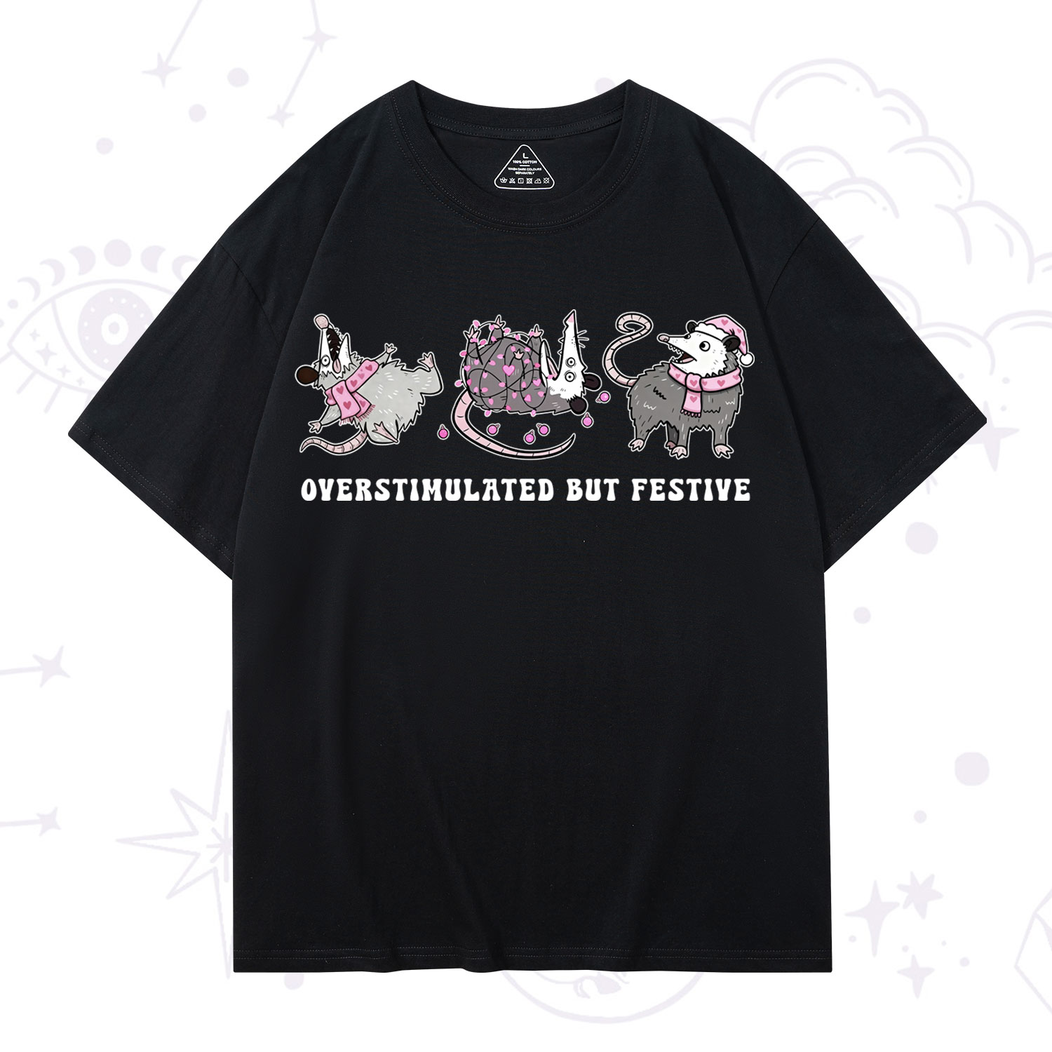 Purplehecate Overstimulated But Festive Possum Valentine T-Shirt