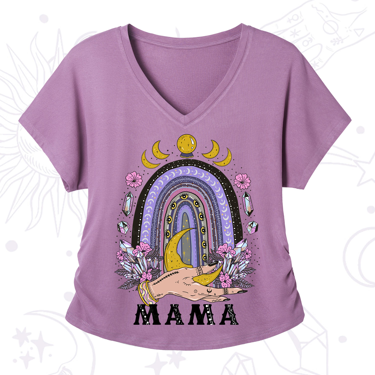 Purplehecate Gothic Mama Rainbow V-Neck T-Shirt