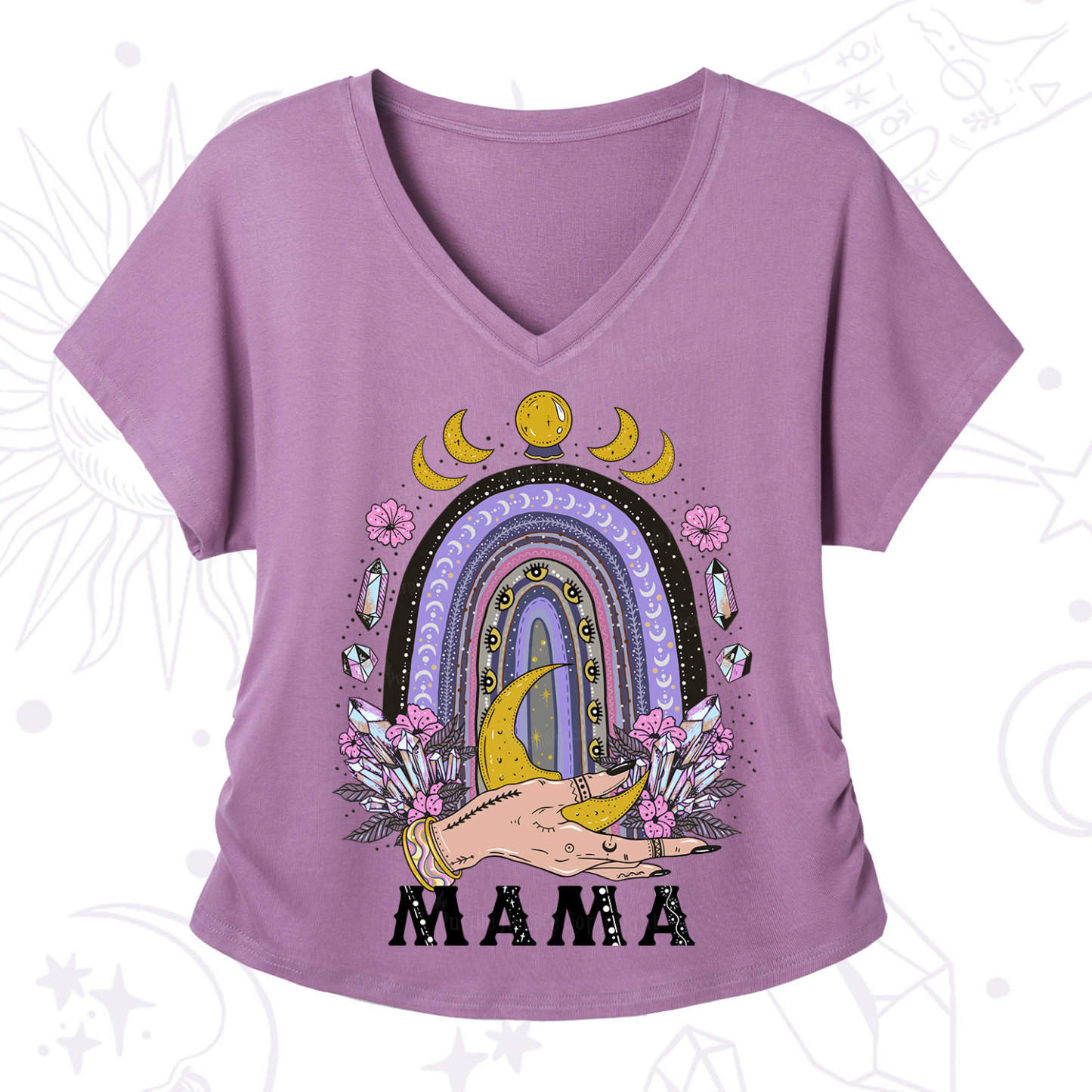 Purplehecate Gothic Mama Rainbow V-Neck T-Shirt