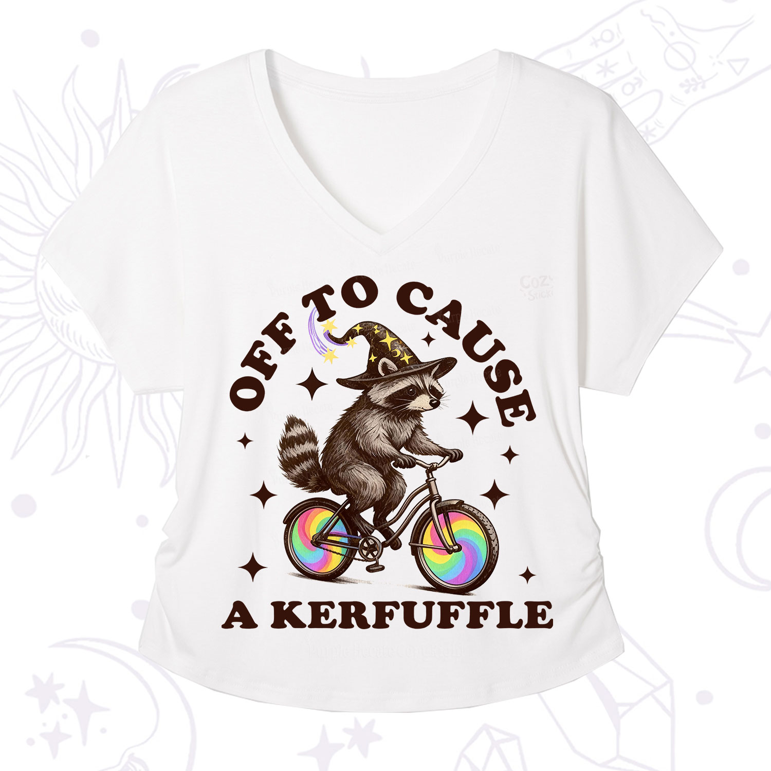 Purplehecate Off To Cause A Kerfuffle V-Neck T-Shirt