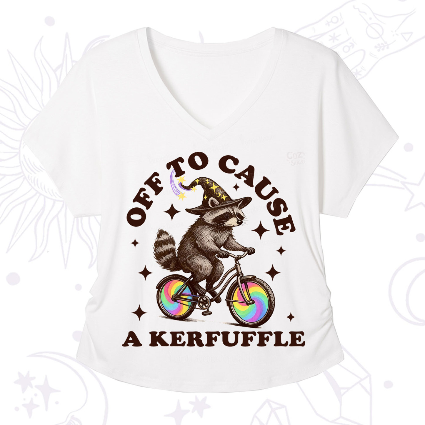 Purplehecate Off To Cause A Kerfuffle V-Neck T-Shirt
