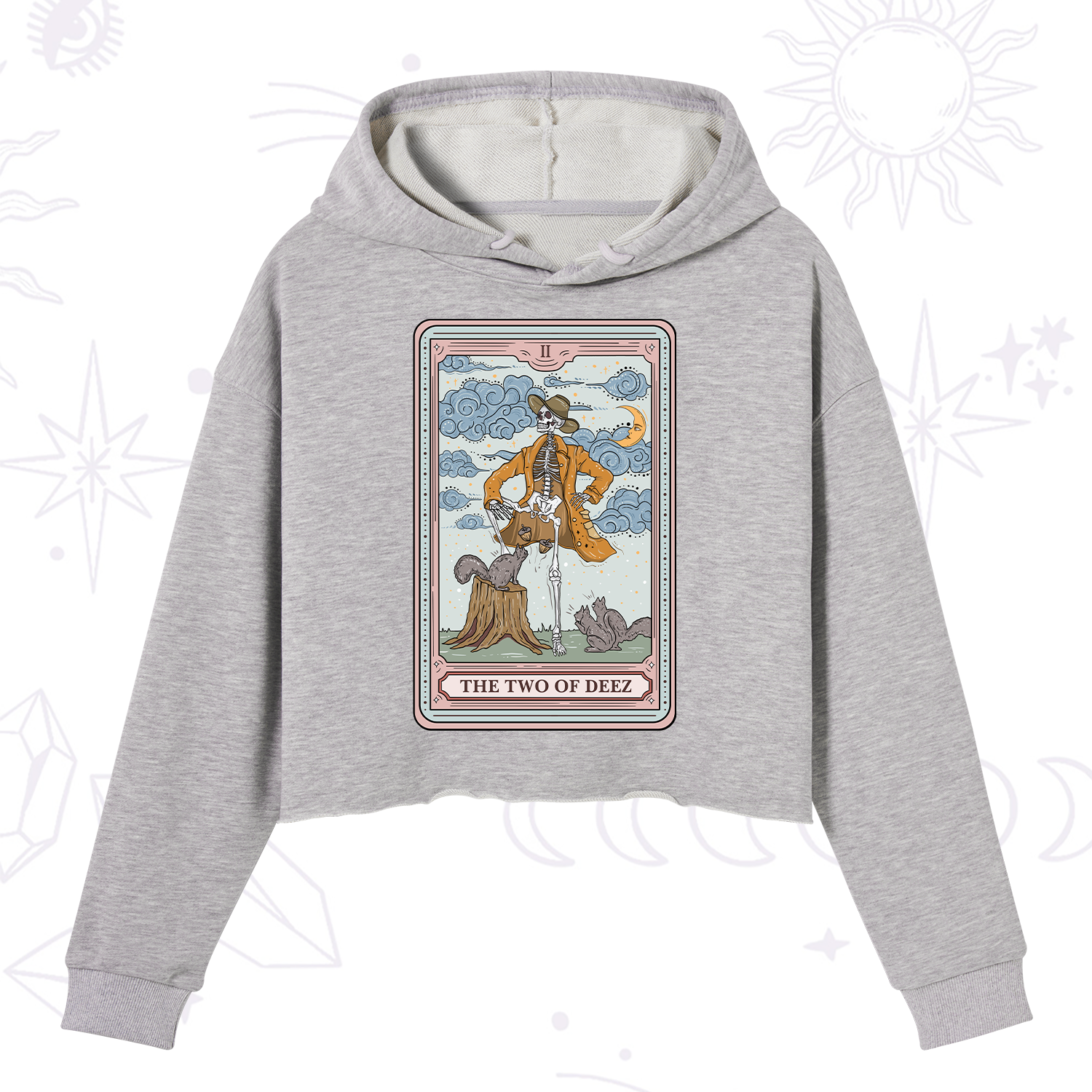 Purplehecate The Two Of Deez Tarot Crop Hoodie