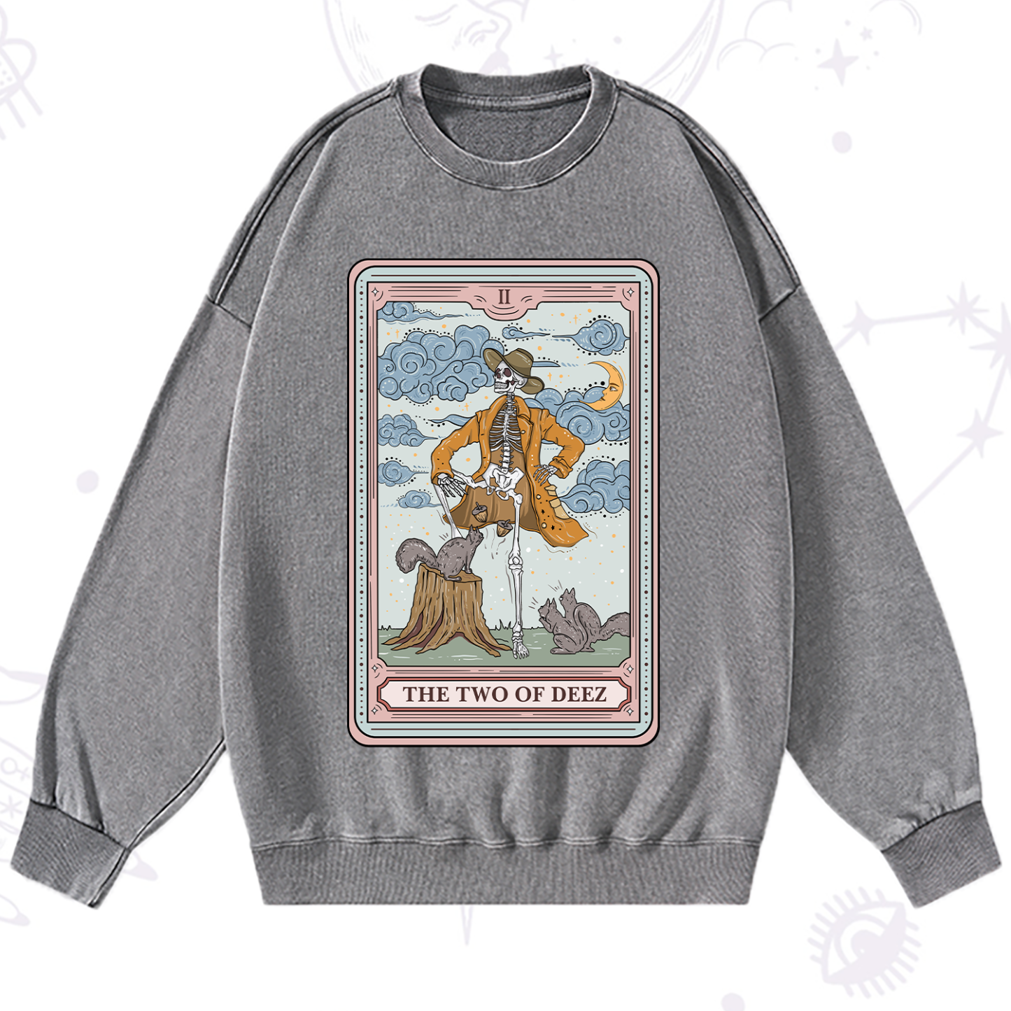 Purplehecate The Two Of Deez Tarot Washed Sweatshirt