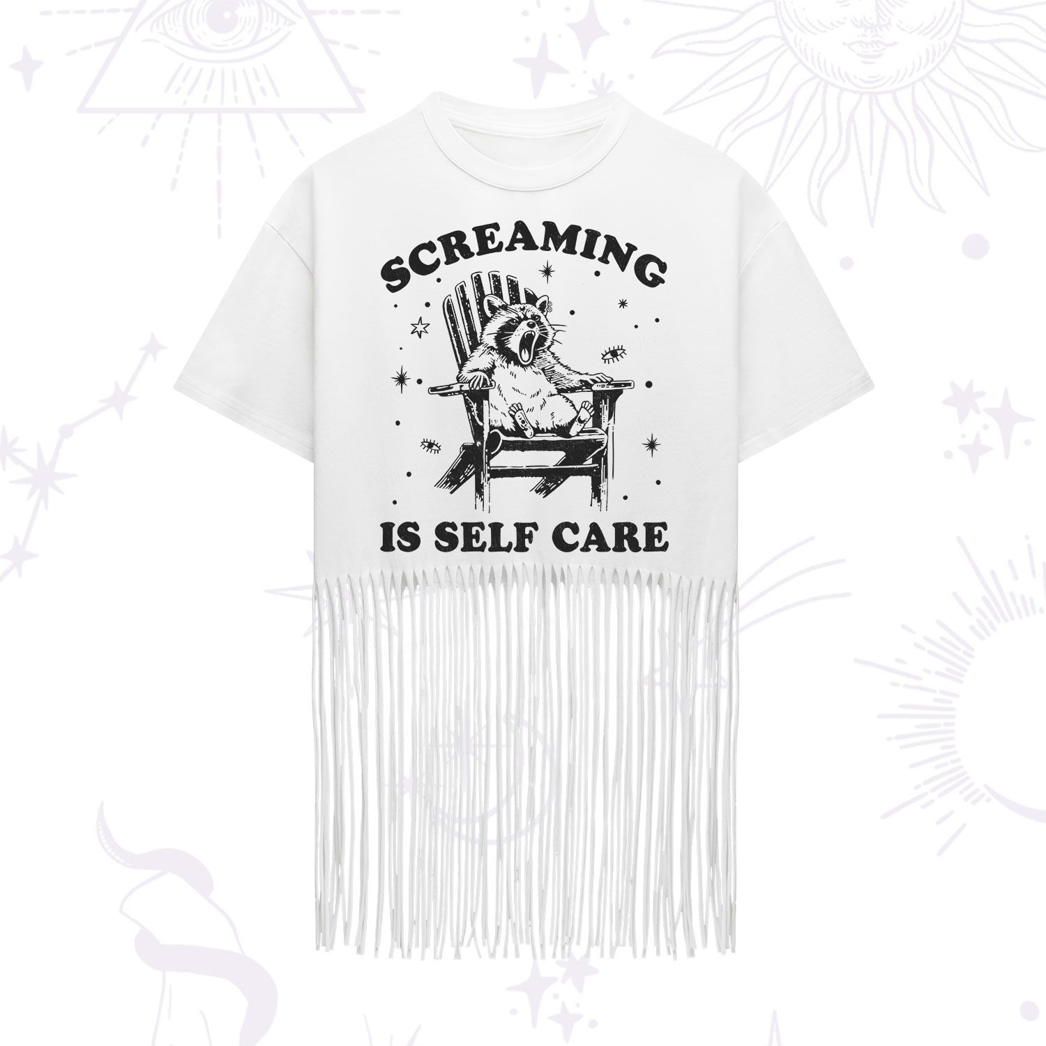 Purplehecate Screaming is Self Care Fringe Hem T-Shirt