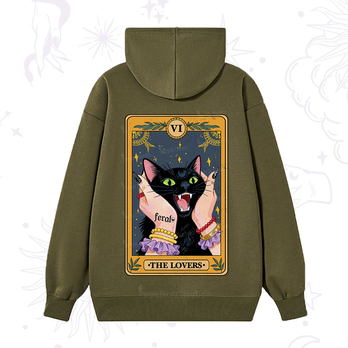 Purplehecate The Lovers Tarot Feral Cat Hoodie