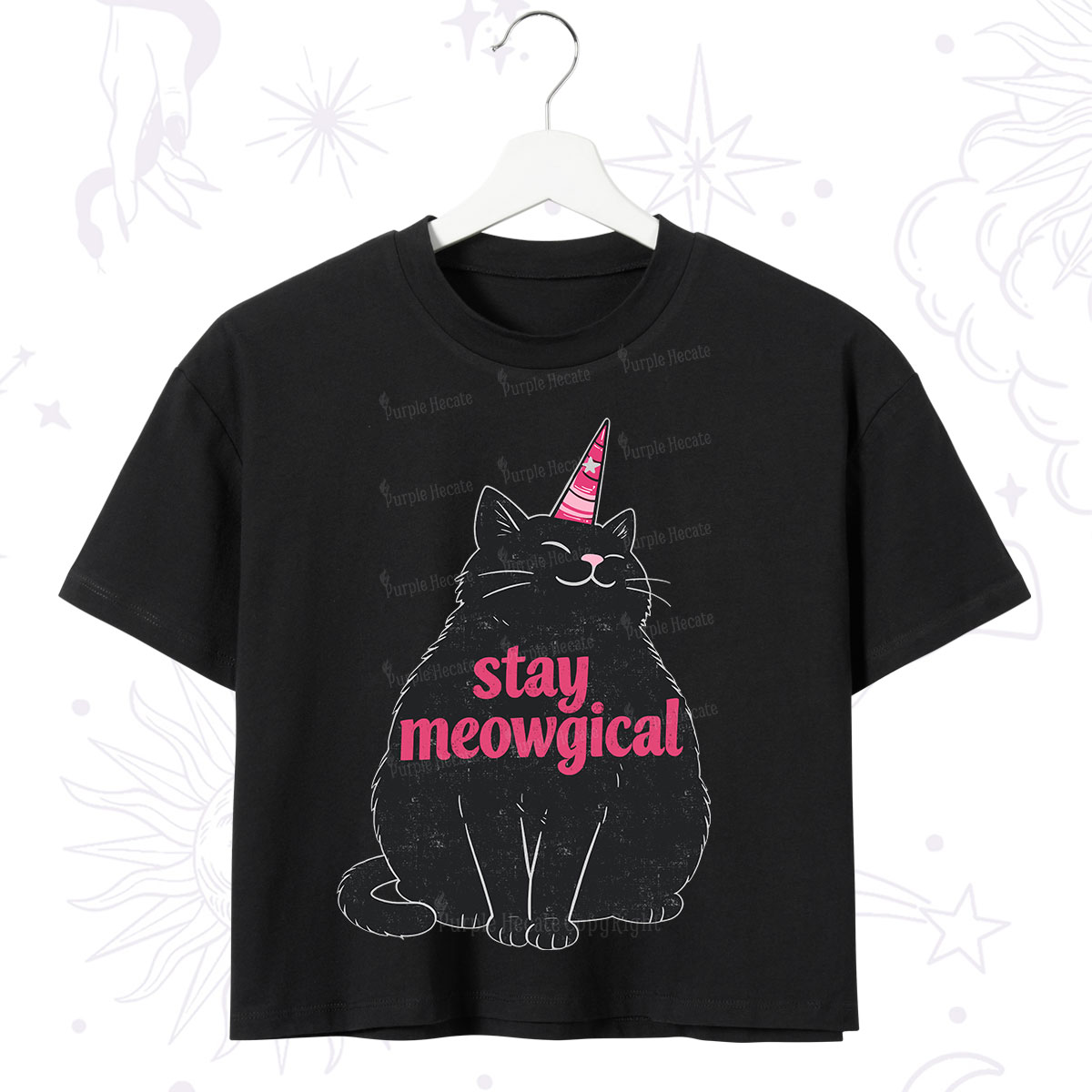 Purplehecate Stay Meowgical Crop T-Shirt