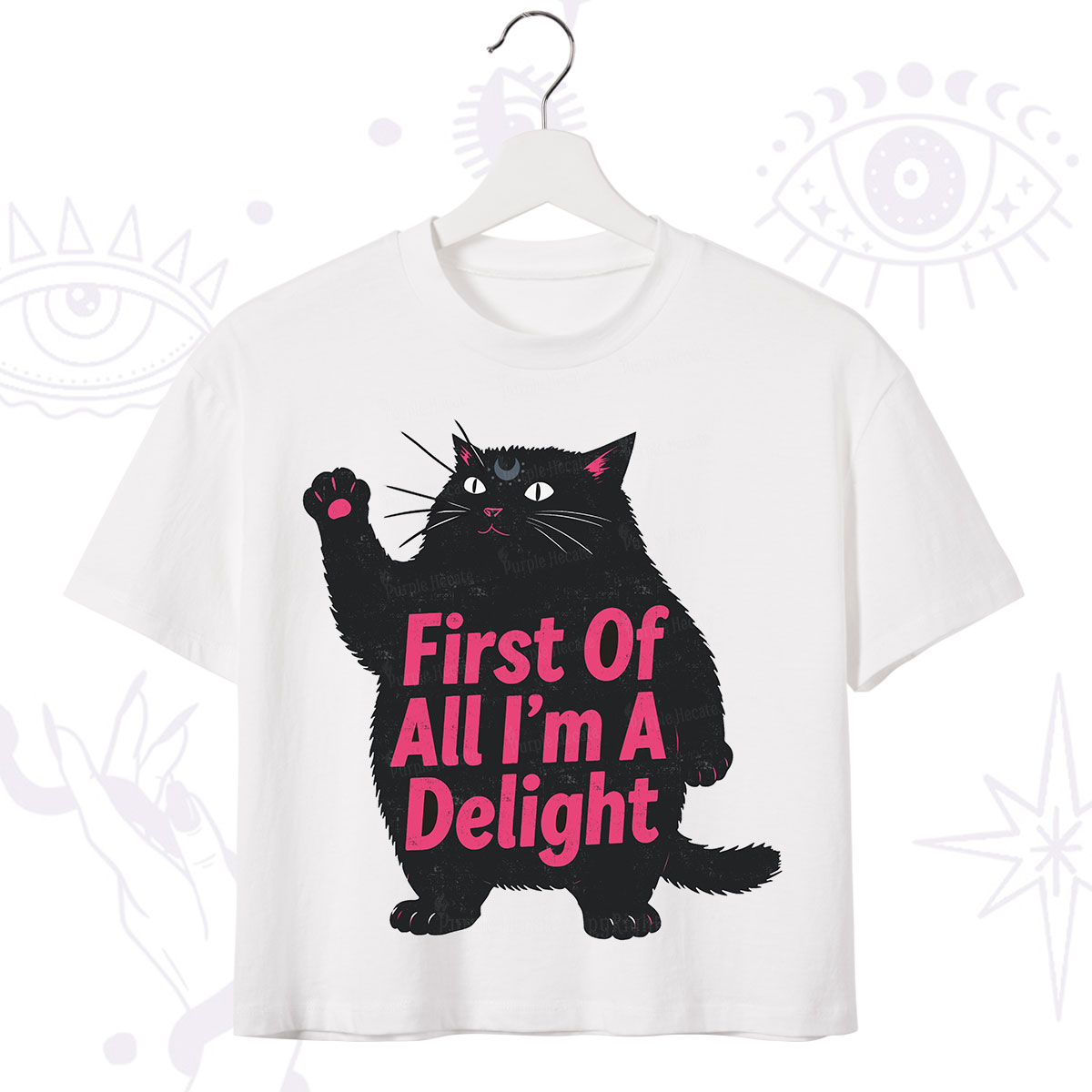 Purplehecate First Of All I'm A Delight Cat Crop T-Shirt