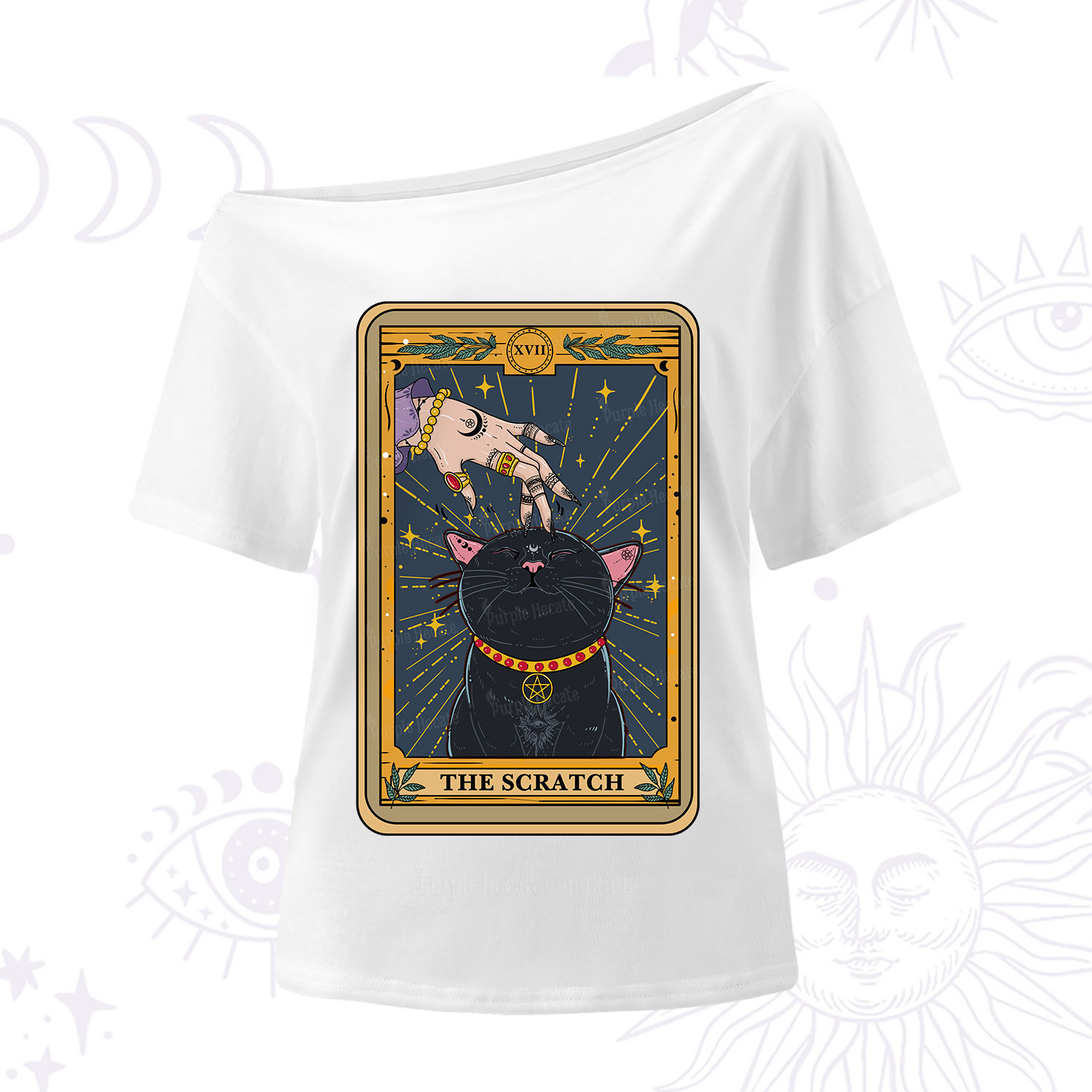 Purplehecate The Scratch Cat Tarot One Shoulder T-Shirt