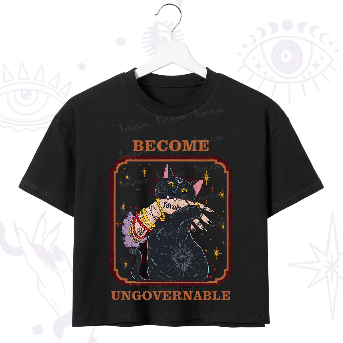 Purplehecate Become Ungovernable Cat Crop T-Shirt