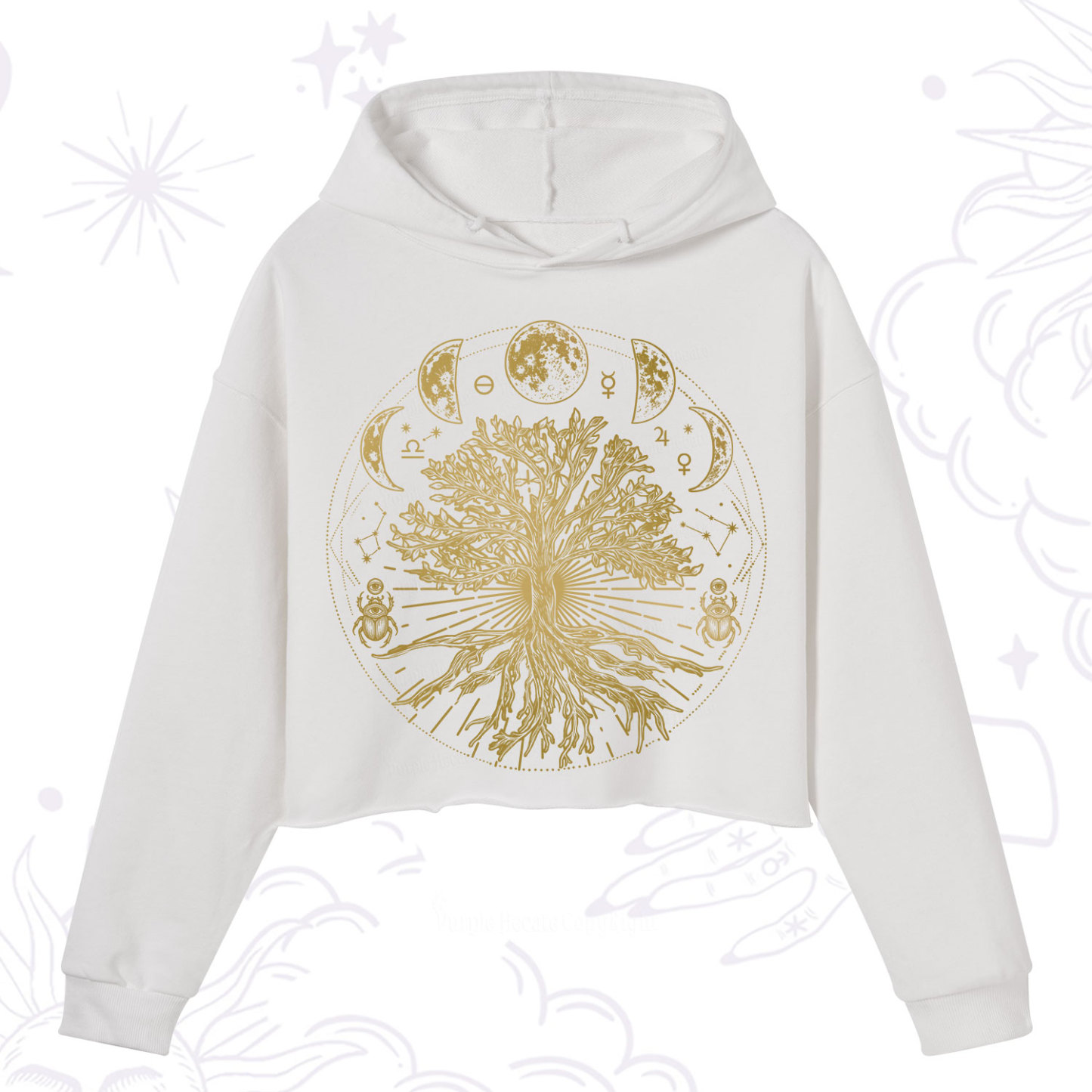 Purplehecate Tree Of Lif Crop Hoodie