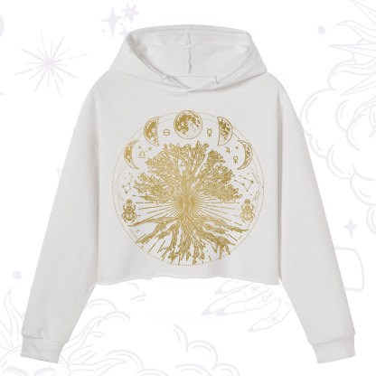 Purplehecate Tree Of Lif Crop Hoodie