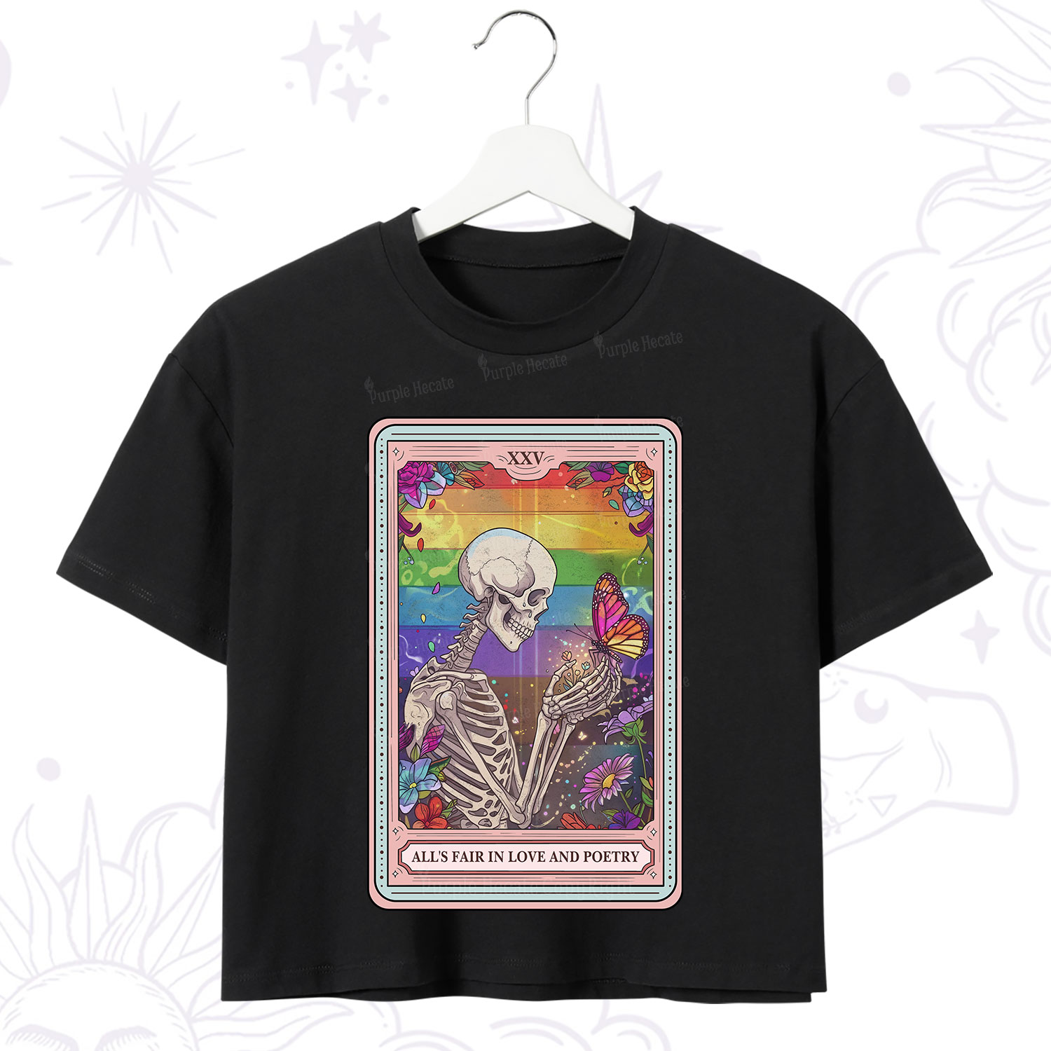 Purplehecate The All's Fair in Love and Poetry Skeleton Tarot Crop T-Shirt