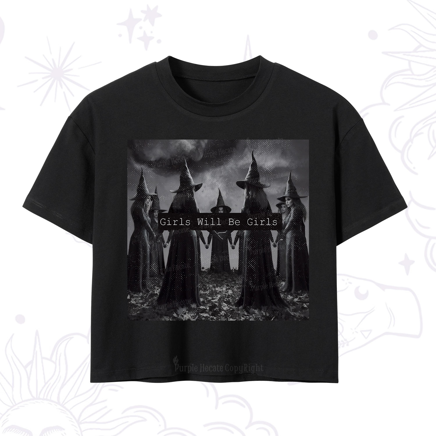 Purplehecate Vintage Girls Will Be Girls Witch Crop T-Shirt
