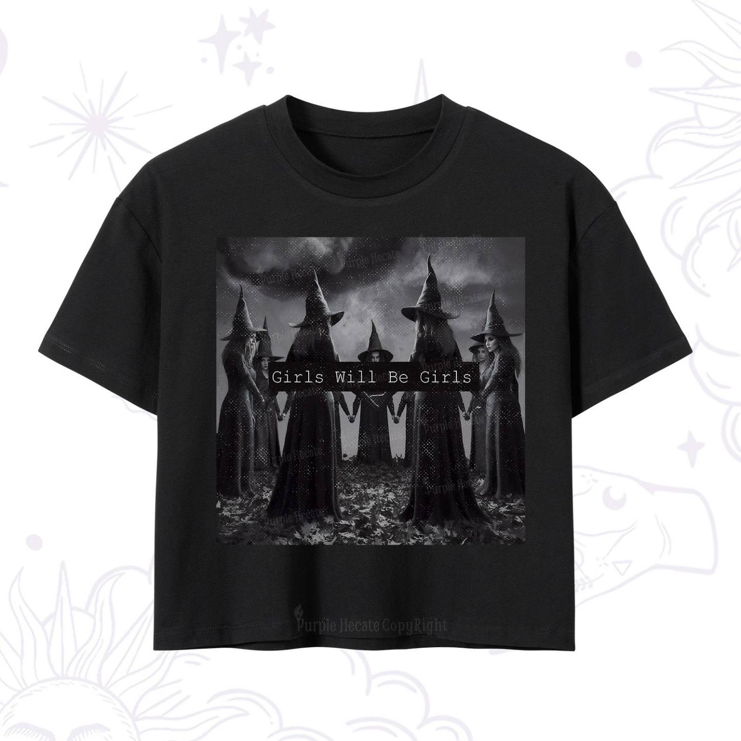 Purplehecate Vintage Girls Will Be Girls Witch Crop T-Shirt