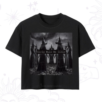 Purplehecate Vintage Girls Will Be Girls Witch Crop T-Shirt