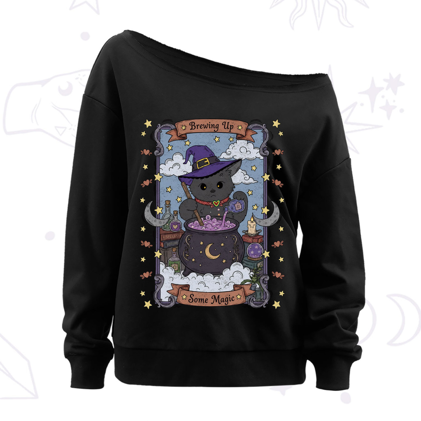 Purplehecate Brewing Up Some Magic Off The Shoulder Sweatshirt