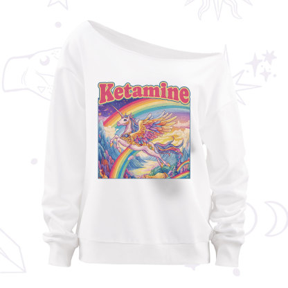 Purplehecate Ketamine Rainbow Unicorn Off The Shoulder Sweatshirt