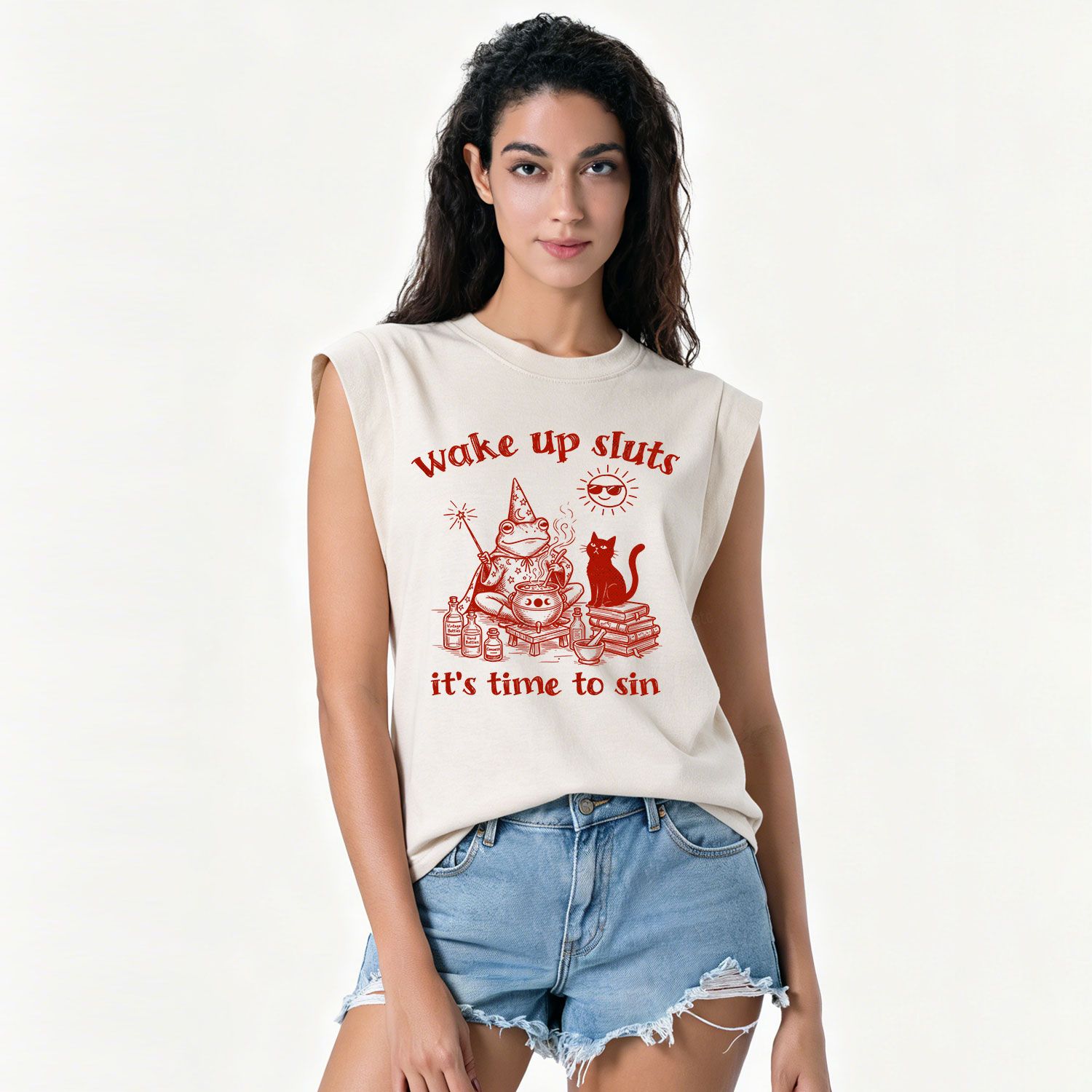 Purplehecate Wake Up Sluts It's Time to Sin Witch Frog Vintage Washed Tank